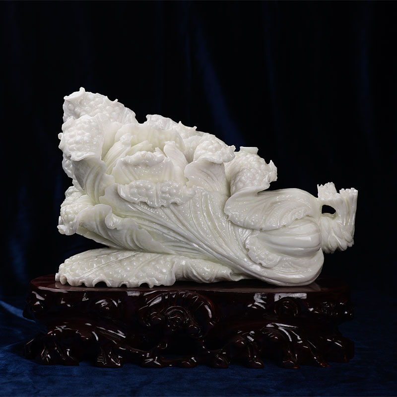 玉石擺件-藍田玉白菜-精雕細琢